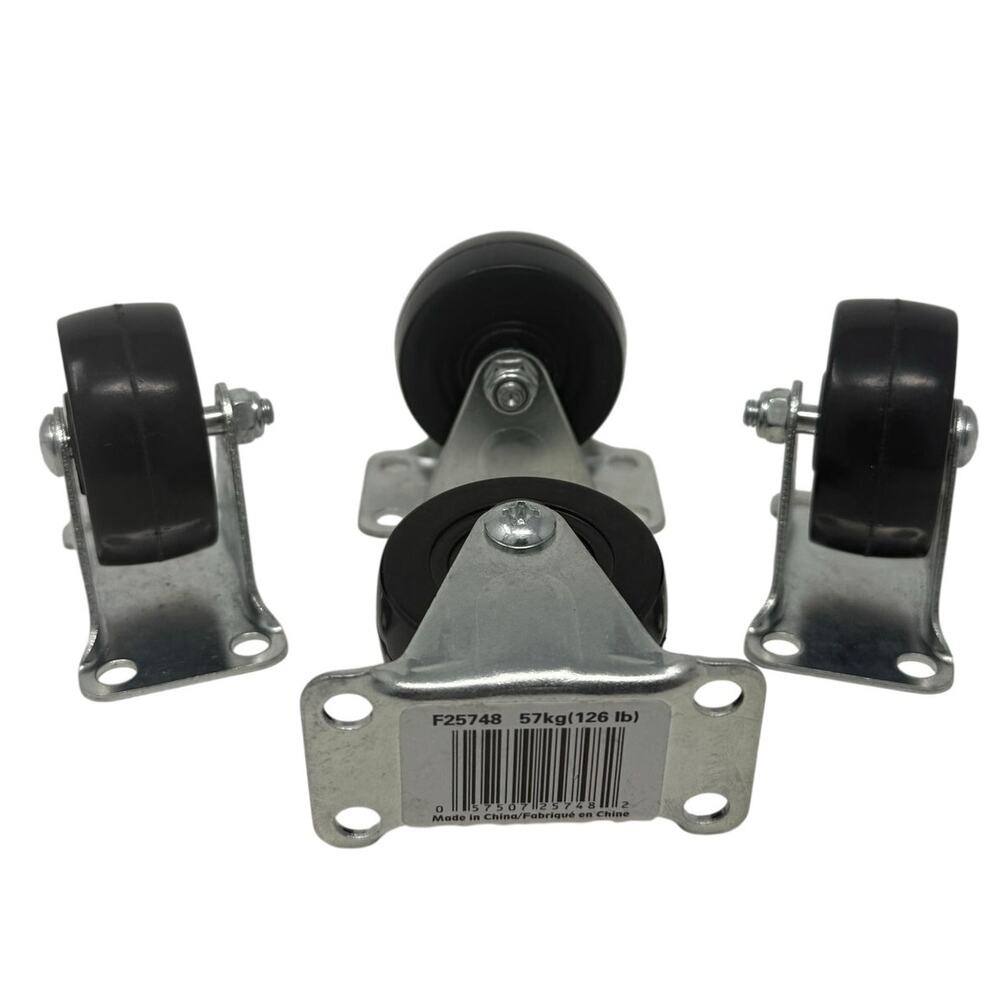 Richelieu Hardware 2" General Duty Rubber Rigid Casters F25748 Set of 4